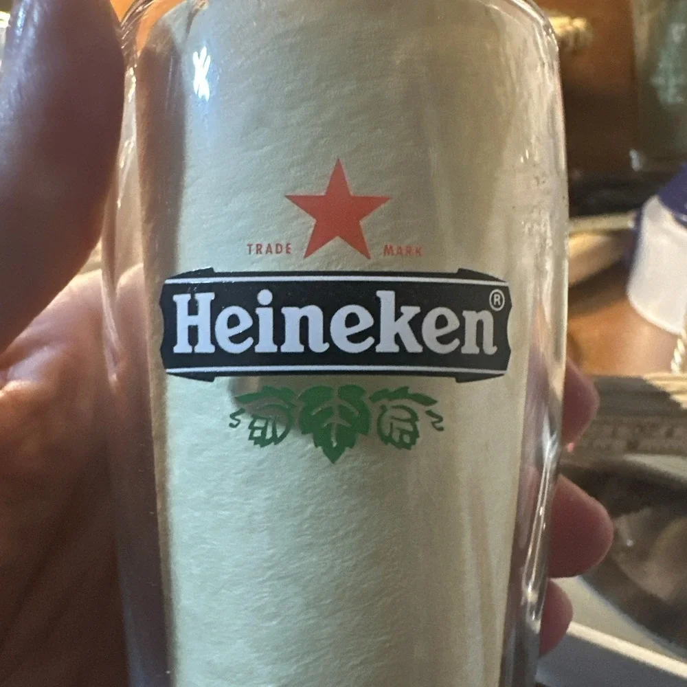 4-Heineken Pilsner  Beer Glass With Red Star Logo .25L/V2 Set Of 4 Green Leaves